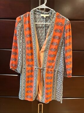 Boho Orange Printed Tie-Waist Women’s Romper